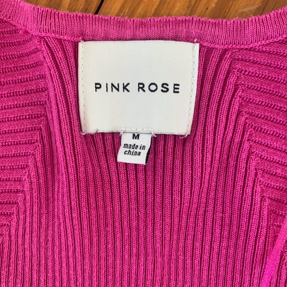 Pink Rose Fuchsia Ribbed Blouse - Picture 3 of 4